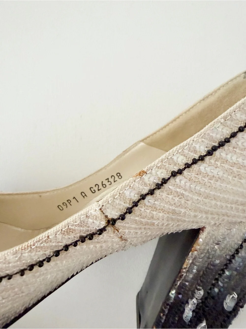 CHANEL | Vintage Sequin Embellished Pumps Black Ivory Gradient Heels 2009 EU 39